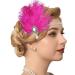 GENBREE 1920s Flapper Headpiece Rose Red Feather Headband Rhinestone Gatsby Headbands Prom Party Hair Accessories for Women