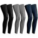 Geyoga 3 Pairs Full Compression Leg Sleeves UV Protection Outdoor Sports Cycling Black, Navy Blue, Dark Grey Medium