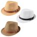 Ultrafun 3 Pack Straw Fedora Hat for Men Women Classic Manhattan Gangster Trilby Panama Fedora Hat Summer Beach Sun Hat 3pack-a-2