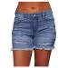 Napoo Womens Denim Shorts Casual Dressy High Waisted Ripped Jeans Elastic Retro Juniors Summer Hot Jean Shorts Blue-f Medium