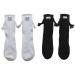 Novelty Magnetic Suction 3D Doll Couple Socks Funny Couple Holding Hands Socks Show Off Socks Unisex Couple Socks 2 pairs Black + White