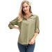 Women's Quick Dry Sun UV Protection Convertible Long Sleeve Safari Shirts for Hiking Camping Fishing Sailing X-Large Khaki