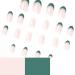 24Pc Short Glossy Almond Design Press on Nails - French Green False Nails Kit with Glue - Oval Green White Nail Tips - Buy Online on SooperMarket.com