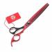 Purple Dragon 8.0 inch Professional Pet Grooming Scissors - Dog Chunker Shears - Adult Animal Thinning Hair Shears for Pet Groomer or Family DIY Red