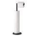 LAYUKI Free Standing Toilet Paper Holder Stand, Matte Black Finished Stainless Steel Rustproof Tissue Roll Holder Floor Stand Storage for Bathroom
