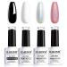 RARJSM Holographic Nail Polish Set, Black White Silver Rose Gold Gel Nail Polish, Holo Glitter Gel Polish, 4PCS 7.5ML Gel Nail UV LED Manicure Art Varnish Gift Set holographic gel set