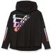 adidas Girls' Long Sleeve Cotton Hooded Graphic T-Shirt X-Large Black With Multicolor