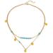 OCCASIONALLY Boho Style Turquoise Necklace Gold Handmade Double Pendant Necklace Sequins and Suitable for Girls and Ladies (style 1)