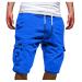 Man Casual Cargo Shorts Fashion Oversize Multi-Pockets Drawstring Short Pants Loose Fit Summer Quick Dry Short Pants Blue X-Large