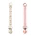 Elodie details pacifier chain 2 Pack made of fabric and wood clip for baby boy and girls universal silicone ring suitable for all pacifier Scandinavian design - autumn rose/candy pink