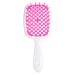 Comb Women's Scalp Massage Comb Hair Brush Women's Hollowed Out Home Salon Hair Styling Tool Comb Wide Tooth Comb (Color : Rose red-white)