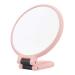 Makeup Mirror Double Sided 5X/1X Magnifying Hand Held Mirror with Folding Handle Compact Cosmetic Vanity Mirror for Girls Ladies Beauty Handbag Travel Hanging Table Round Small Portable Pocket (Pink)