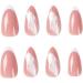Justotry 24 Pcs Stiletto False Nails Short with Plume Pattern - White French Press On Nails with Nail Glue for Women's Nail Art - Buy Online on SooperMarket.com