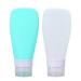 2 pieces of silicone travel bottles set wasteland-proof refillable bogus container with a transparent carrying bag small empty mini travel bottles for shampoo rinse lotion toilet article (90ml) green+white 2x90ml