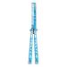 Comb Trainer Stainless Steel Unsharpened Slice Butterfly Training Comb for Beginner Aqua Blue Practice Comb Trainer