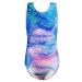 EQSJIU Gymnastics Leotards for Girls Kids Sparkly Patterned Rainbow Galaxy Aurora Colorful Butterfly Flower Dancewear 3-4T A Ripples