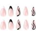 Justotry 24 Pcs Black and White Swirl Almond False Nails - Trendy French Press Design | Nail Glue Included - Oval Medium Stick on Nails for Women - Buy Online on SooperMarket.com