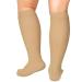 Extra Wide Calf Compression Socks for Women & Men, Plus Size Compression Socks 20-30 mmHg, Knee High Stockings to Prevent Swelling, Pain Beige XX-Large