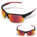 Guardian Baseball Sunglasses for Ages 10 to Adult - Sports Sunglasses for Men, Women, and Youth - Cycling, Running, Boating Black/Red