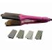 4 in 1 Hair Crimper Crimping Iron Small Wave Curler with 4 Interchangeable Plates Hair Straightener Fiat Iron Corrugated Iron Hair Crimper Corn Iron Plate Fluffy Styling Tools (Purple)