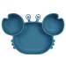 Vicloon Baby Suction Plate Baby Plate Silicone Suction Toddler Plates Self Feeding Training Divided Plate Non Slip Silicone Baby Weaning Plate for Most Highchairs Trays (Dark Blue