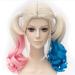 Suicide Squad Harley Quinn Wigs Cosplay Peluca Styled Curly Synthetic Ponytail Wig Heat Resistant Hair Wigs + Wig Cap