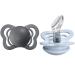 BIBS Pacifiers - Couture Collection | BPA-Free Baby Pacifier | Made in Denmark | Set of 2 Iron/Baby Blue Color Premium Soothers | Size 0-6 Months