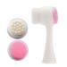 Gymqian Manual Facial Cleansing Brush  2 in 1 Brush Exfoliating Scrub Non-Electric Double sided Exfoliating Silicone Pad & Nylon Bristles  Dual Brush for Cosmetic Removal  Pink Blue Silicone Face Wash Brush (Pink)
