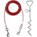 Tie Out Cable with Spiral Ground Stake - Heavy Duty Stake Sturdy and Secure - Outdoor Yard Camping Dog Leash Puppy Pet - Anchor Point with Spring Loaded Clip (16ft (5m)) - Buy Online on SooperMarket.com