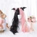 Lolita Wig 60CM Long Wavy Black Mixed Pink Ombre Bangs Cute Heat Resistant Synthetic Hair Wigs + Wig Cap