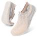 LeIsfIt Womens Mens Water Shoes Barefoot Quick-Dry Aqua Socks Slip-on Swim Beach Shoes for Surf Pool River Yoga 8-9 Women/6.5-7 Men Beige