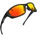 Joopin Sport Sunglasses Polarized UV Protection Wrap Around Sun Glasses Shades for Men Women Black Frame Red Mirrored Lens as the pictures