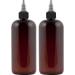 BRIGHTFROM Twist Top Applicator Bottles 16 OZ, Round Squeeze Empty Plastic Bottles, Black Nozzle, BPA-Free, PET, Refillable, Open/Close Nozzle - Multi Purpose (Amber) 2 Pack