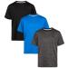 RBX Boys Athletic T-Shirt 3 Pack Active Performance Dry-Fit Sports Tee (8-20) Castle Rock/Black/Direct Blue 14-16