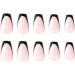 Justotry 24pcs Glossy Black French Press on Nails | Pink Ballerina Long Stick on Nails for Women | Acrylic Coffin False Nails with Glue - Nail Art - Buy Online on SooperMarket.com