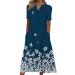 Foldap Summer Dresses for Women 2023 Women's Boho Floral Dress O-Neck Short Sleeve Pocket Dress Casual Print Long Dresses X-Large A1-blue