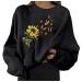 IFOTIME Womens Aesthetic Butterfly Print Sweatshirt Pullover Casual Oversize Graphic Shirts Crewneck Long Sleeve Tops Db39 Black X-Large