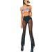 Women Rave Mesh Sheer Pants Flared Bell Bottom Pants for Dance Festival Clubwear Medium Black