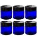1 oz Cobalt Blue PET Plastic Jar with Black Smooth Lids (6 pack) + Travel Bag