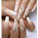 Brishow artificial nails long nails to stick on gold foils press on nails ballerina acrylic gradient false nails 24 pieces for women and girls pink 24 pieces (1 Pack)