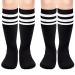 Olreco Toddler Soccer Socks Kids Soccer Socks Boys Girls Soccer Socks Youth Toddler Knee High Socks for Girls Long Tube Socks 3-6 Years Black White & Black White