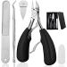4PCS Toe Nail Clipper for Ingrown or Thick Toenails Toenails Trimmer and Professional Podiatrist Toenail Nipper for Seniors with Surgical Stainless Steel Surper Sharp Blades Soft Grip Handle Black