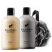 Pete & Pedro GOLD & SILVER BODY WASH SET - Men's Premium Leather and Fresh Cool Water Scented Moisturizing Bodywashes  Includes A Loofah | As Seen on Shark Tank  12 oz. Each e) Gold & Silver Body Wash Set