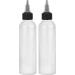 BRIGHTFROM Twist Top Applicator Bottles, Squeeze 6 OZ Empty Plastic Bottles, Refillable, Open/Close Nozzle - Multi Purpose (Pack of 2) (Black)
