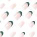 24Pc Short Glossy Almond Design Press on Nails - French Green False Nails Kit with Glue - Oval Green White Nail Tips - Buy Online on SooperMarket.com