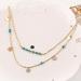 Boho Turquoise Double Pendant Necklace - Handmade Gold Necklace for Girls and Ladies (Style 1) - Buy Online on SooperMarket.com
