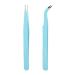 Stainless Steel Nail Art Tweezers Anti Static Straight Curved Head Accurate Manicure Picking Rhinestone Metal Accessory Pick Up Durable and Exquisite (Blue)