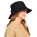 Foldable Water Repellent Quilted Rain Hat w/Adjustable Drawstring, Bucket Cap Black