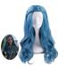 Descendants 2 Evie Cabelo Wigs Side Part Braided Blue Long Wavy Heat Resistant Synthetic Hair Wigs + Wig Cap