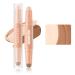 Double headed Cream Contour Stick Bronzer Stick Contour Long Lasting 2 in 1 Effect Highlight Stick Contouring Stick Concealer Brighten Waterproof Contour Makeup Kit for Light Skin Body Face Makeup (Nature Color) 01 Natu...